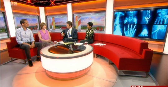 Will Dixon and Cloudy participant Karen Staniland on the BBC Breakfast sofa